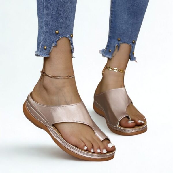 Sandale Orthopédique Femme Style Britannique, sandales ortho or rose