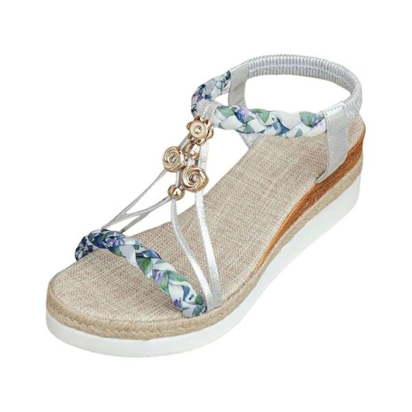 Sandale Orthopédique Femme à Bride Tressée, sandales d'été motif fleuri pour femme
