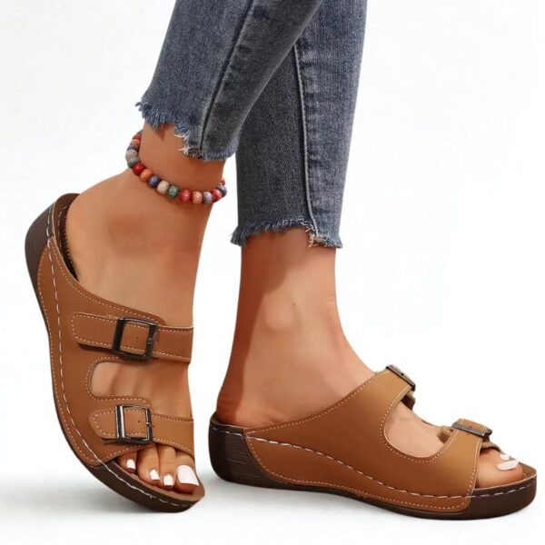 Sandale Orthopédique Femme à Boucles, sandales à enfiler, sandales orthopédique pour femme