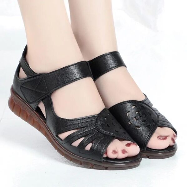 Sandale Orthopédique Femme à Scratch, sandales noires