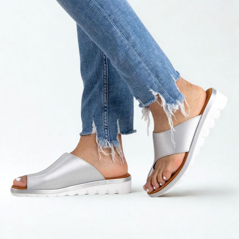 Sandale Orthopédique Femme Eté Elégante, sandales ortho en argent