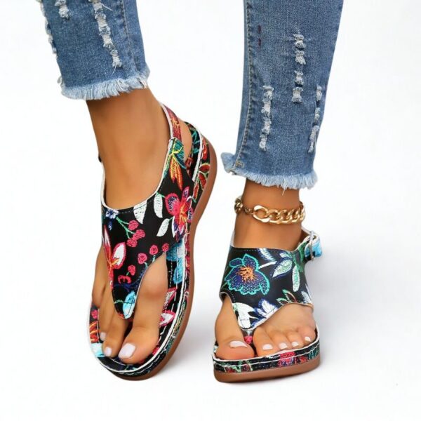 Sandale Orthopédique Femme Imprimé Tendance, sandales orthopédique fleurie