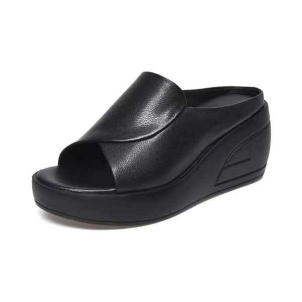 Sandale Orthopédique Femme Confort Compensée, sandales compensées noires