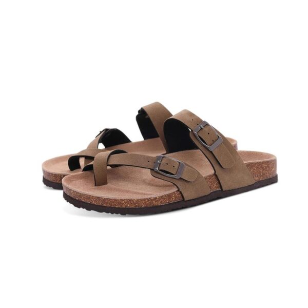 Sandale Orthopédique Femme à Brides Croisées, sandales en lièges marron pour femme