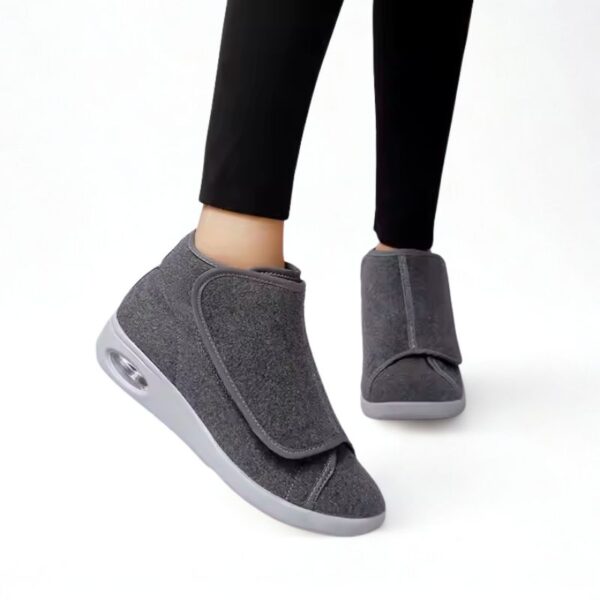 Botte Orthopédique Femme en Velours Doux, botte ortho pour diabétique, bottes pour diabétiques gris