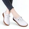Mocassin Orthopédique Femme Confortable en Cuir, mocassin à lacet blanc