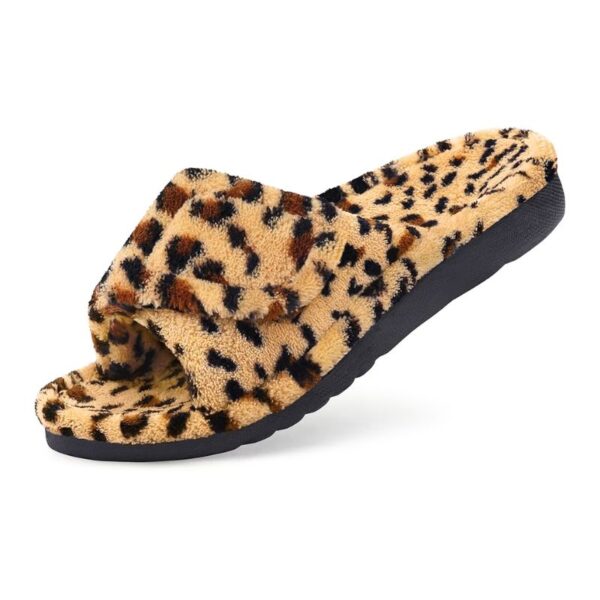 Chausson Orthopédique Femme Imprimé Léopard, claquette doux léopard