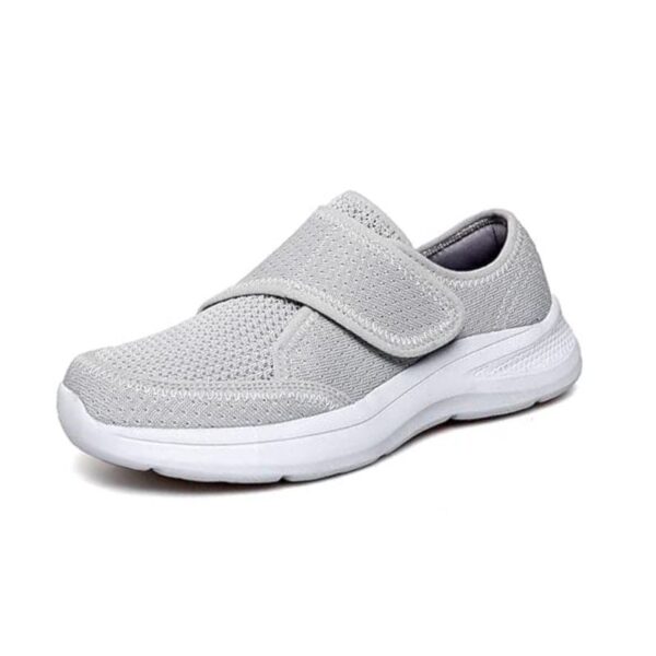 Basket Orthopédique Femme Scratch Confort, sandales fermées légères gris