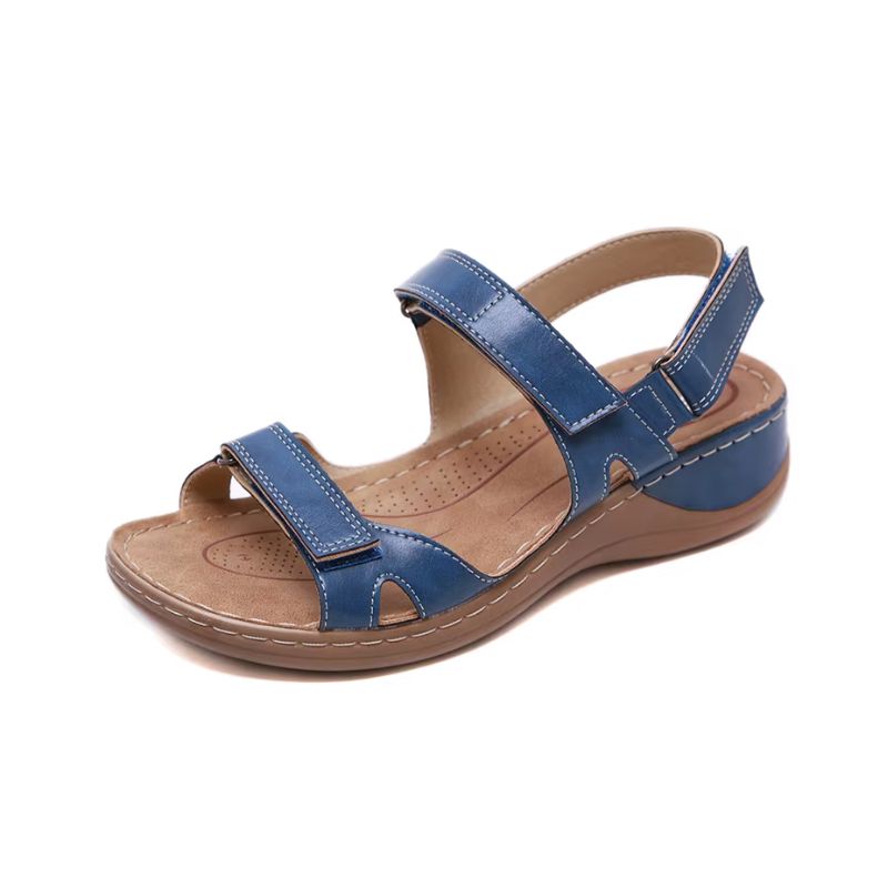 Sandale Orthopédique Femme Été Confort à Scratch, sandales confortable bleu