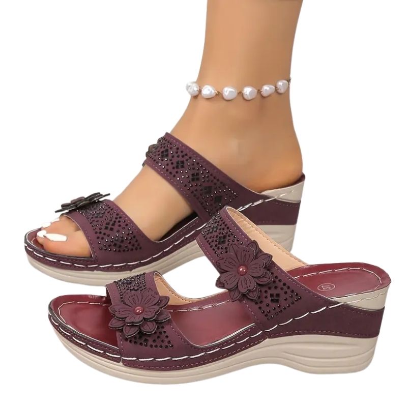Sandale Orthopédique Femme Confort à Fleurs – Image 3
