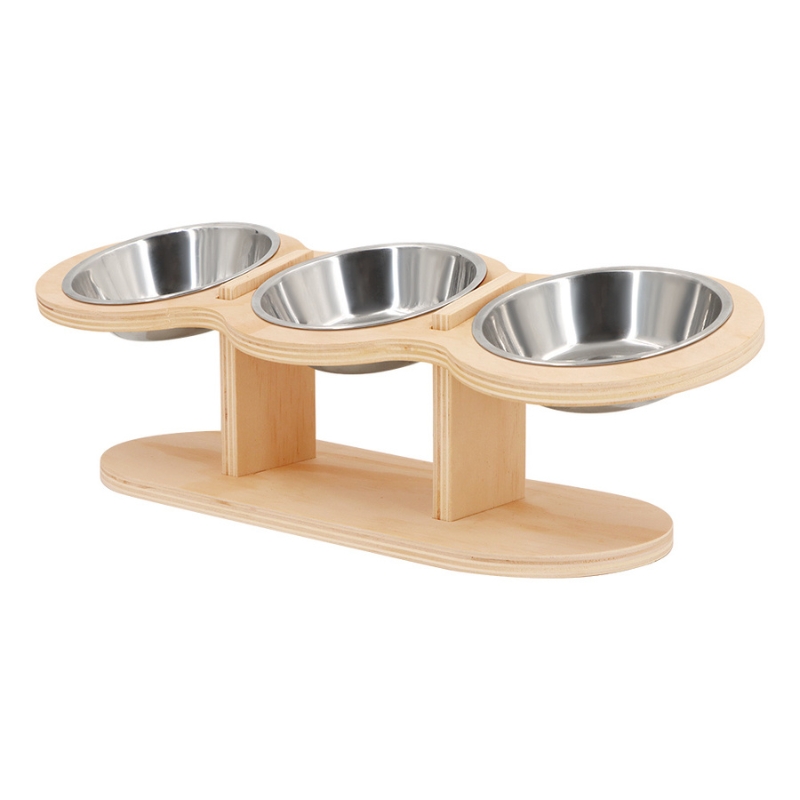 Gamelle Orthopédique Chat Inclinée avec 3 Bols Inox, Bol Orthopédique Chat avec support