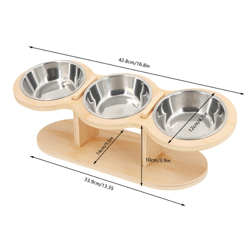 Gamelle Orthopédique Chat Inclinée avec 3 Bols Inox – Image 3