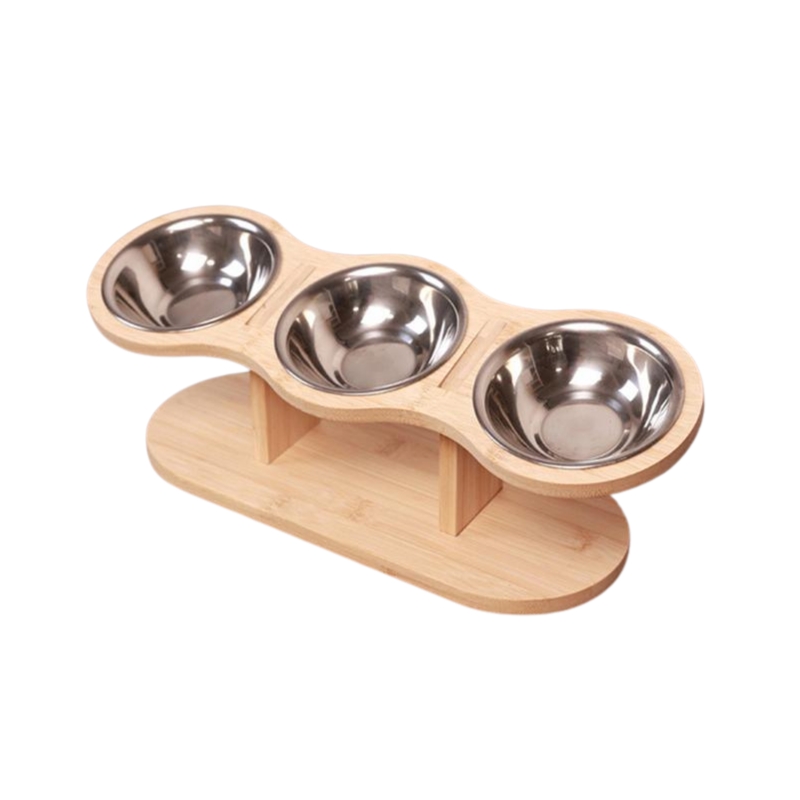Gamelle Orthopédique Chat Inclinée avec 3 Bols Inox – Image 2